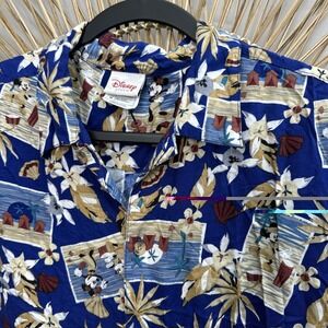 VTG Disney Shirt Mens M Mickey Mouse Aloha Hawaiian Rayon All Over Print Cruise